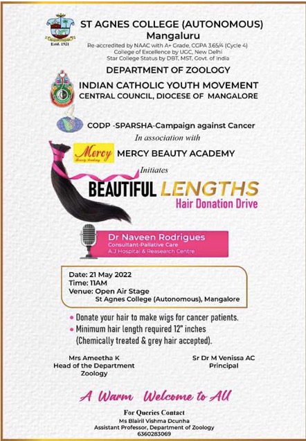 Beautiful Lengths' Hair Donation Drive On May 21 At St Agnes College –  Mangalore Meri Jaan